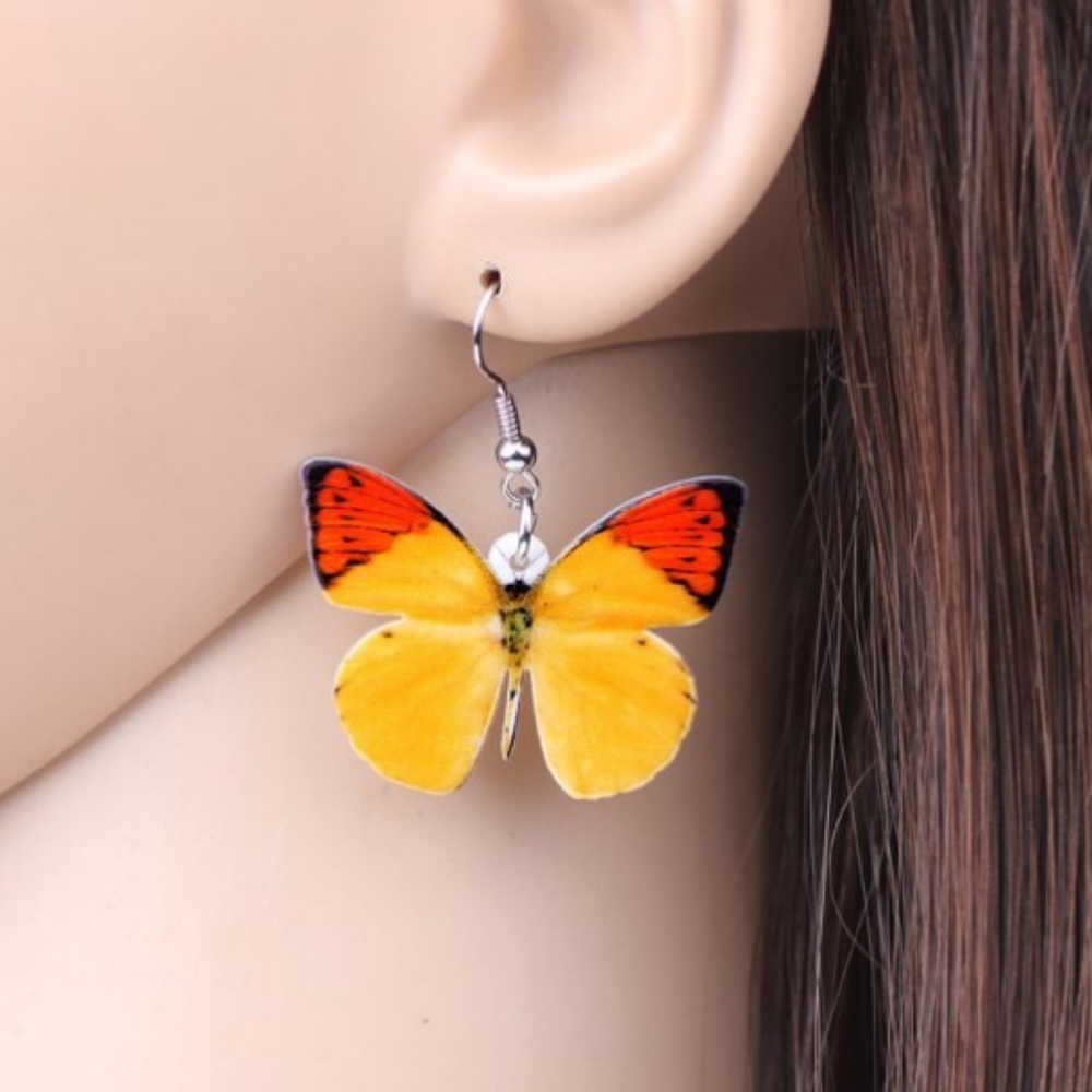 NEW Acrylic Yellow Butterfly Earrings - Picture 4 of 6